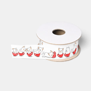 Rode Theekop Kitties Grosgrain Lint