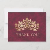 Rode Tiara kroon Elegante Quinceanera Bedankkaart (Voorkant)