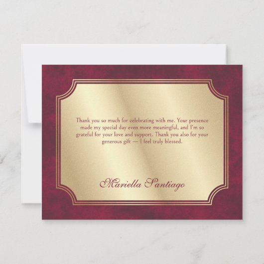 Rode Tiara kroon Elegante Quinceanera Bedankkaart (Achterkant)