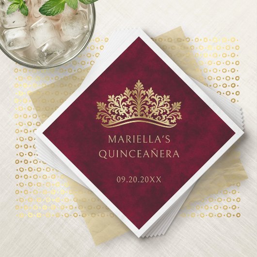 Rode Tiara kroon Elegante Quinceanera Servet