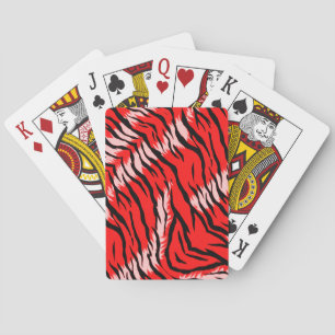 Rode Tijger Dierenhuid Patroon Ontwerp Pokerkaarten
