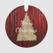 Rode Tinsel Gouden Kerstboom Ornament (voorkant)