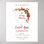 Rode tinten bloemenkrans bruiloft liefdevolle heri poster (Voorkant)