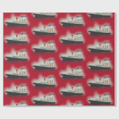 Rode Titanic sjerp kerst Cadeaupapier (Vlak)