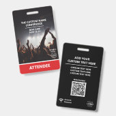 Rode Toegangs Pas Logo QR Code Deelnemer Conferent Badge (Voor- en achterkant)