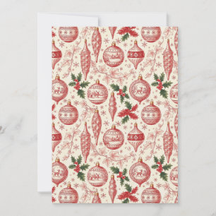 Rode Toile Chinoiserie Kerstornamenten Feestdagenkaart