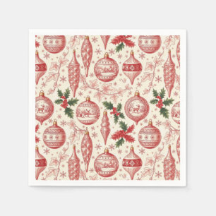 Rode toile chinoiserie kerstornamenten servet