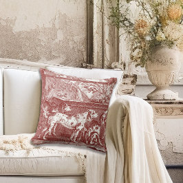 Rode Toile de Jouy Jachthonden op het platteland Kussen