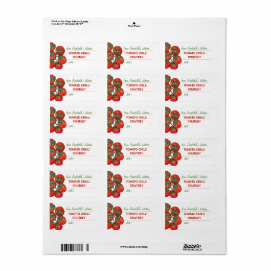 Rode tomaten 2 keuken behoudt label (Full Sheet)
