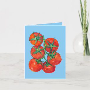 Rode tomaten blauwe notitiekaart