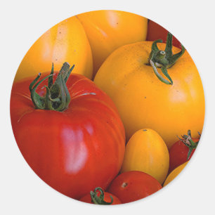Rode tomaten, geeltomaten ronde sticker