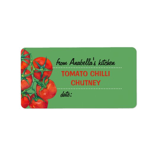 Rode Tomaten groen 2 Keuken behoudt Label (Voorkant)
