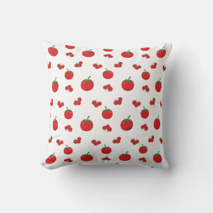 Rode tomatenpatroon op wit kussen