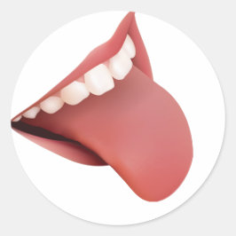 RODE TONG WITTE TANDEN RONDE STICKER