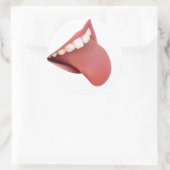 RODE TONG WITTE TANDEN RONDE STICKER (Tas)