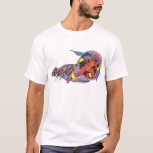 Rode tornado in windbeweging t-shirt
