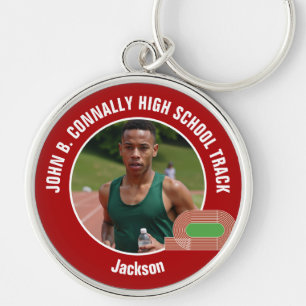 Rode Track & Field Foto Middelbare School Atleet Sleutelhanger
