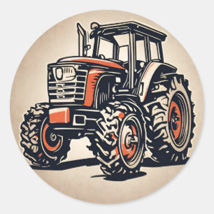 Rode Tractor Boerderij apparatuur Verjaardag Ronde Sticker
