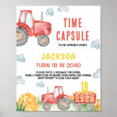 Rode Tractor Boerderij Verjaardag Tijd Capsule Tek Poster (Voorkant)
