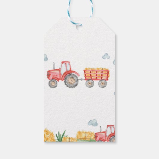 Rode Tractor Boerderij Verjaardagsfeestje Dank u L Cadeaulabel (Achterkant)