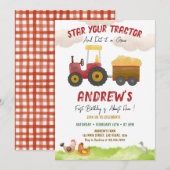 Rode tractor elke leeftijd, Boerderij Boy verjaard Kaart (Voorkant / Achterkant)