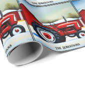 Rode Tractor en Red Barn Cadeaupapier (Rol Hoek)
