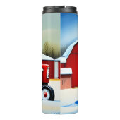 Rode Tractor in Sneeuw Thermosbeker (Achterkant)