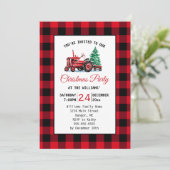  rode tractor met kerstfeest kaart (Staand voorkant)