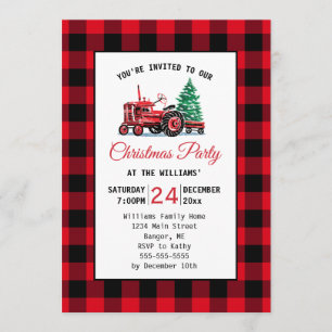  rode tractor met kerstfeest kaart