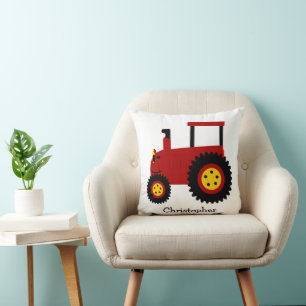 Rode Tractor Ontwerp Gepersonaliseerd Kussen