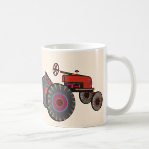 Rode tractor op een mok
