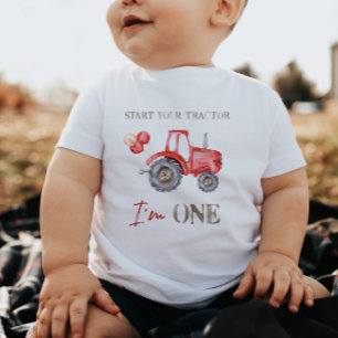 Rode Tractor Verjaardag T-shirt