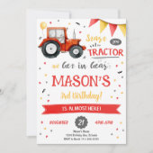 Rode Tractor Verjaardag uitnodiging (Voorkant)