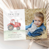 Rode tractor verjaardagsfoto kaart