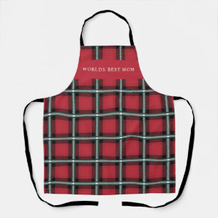 rode traditionele tartan gepersonaliseerde kerst schort