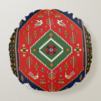Rode traditionele volks kunst geometrische dier ta rond kussen