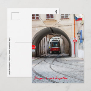 Rode tram in de oude stad van Praag - Tsjechië Briefkaart
