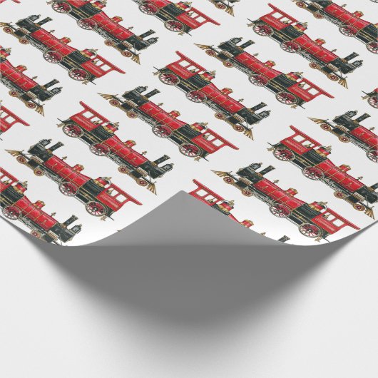 Rode trein cadeaupapier (Hoek)