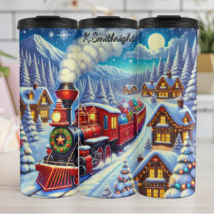 Rode Trein Festive Gemberkoekdorp Thermosbeker