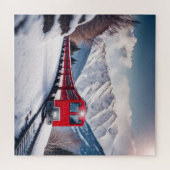 Rode trein in Snowy Mountain Valley Legpuzzel (Horizontaal)