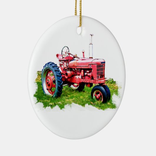 rode trekker in het veld keramisch ornament (Rechts)