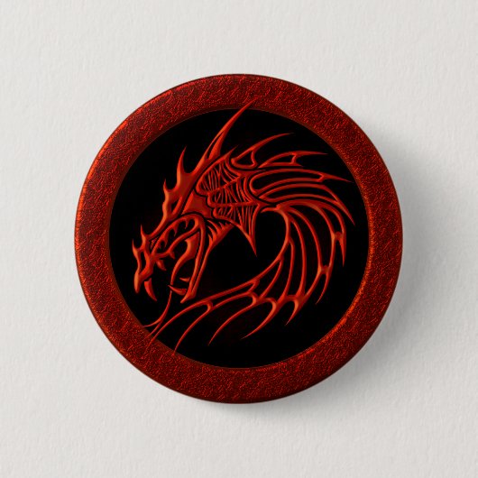 RODE TRIBAL DRAGON RONDE BUTTON 5,7 CM (Voorkant)
