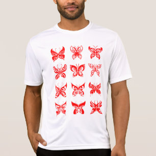 Rode Tribale Vlinder Siermotief T-shirt