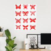 Rode Tribale Vlinder Sierobject Poster (Thuiskantoor)