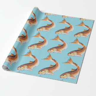 Rode Trommel op blauw Cadeaupapier