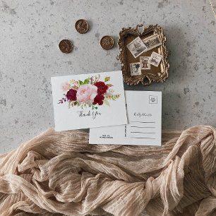 Rode Tropische en Romantische dank Briefkaart