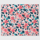 Rode tropische hibiscus cadeaupapier (Vlak)