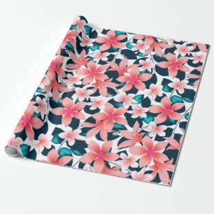 Rode tropische hibiscus cadeaupapier