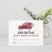 Rode Truck & Flowers Cadeaubon Kaart (Staand voorkant)