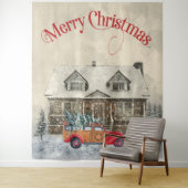 Rode Truck Kerst Winterkabinet Wandkleed (In situ)